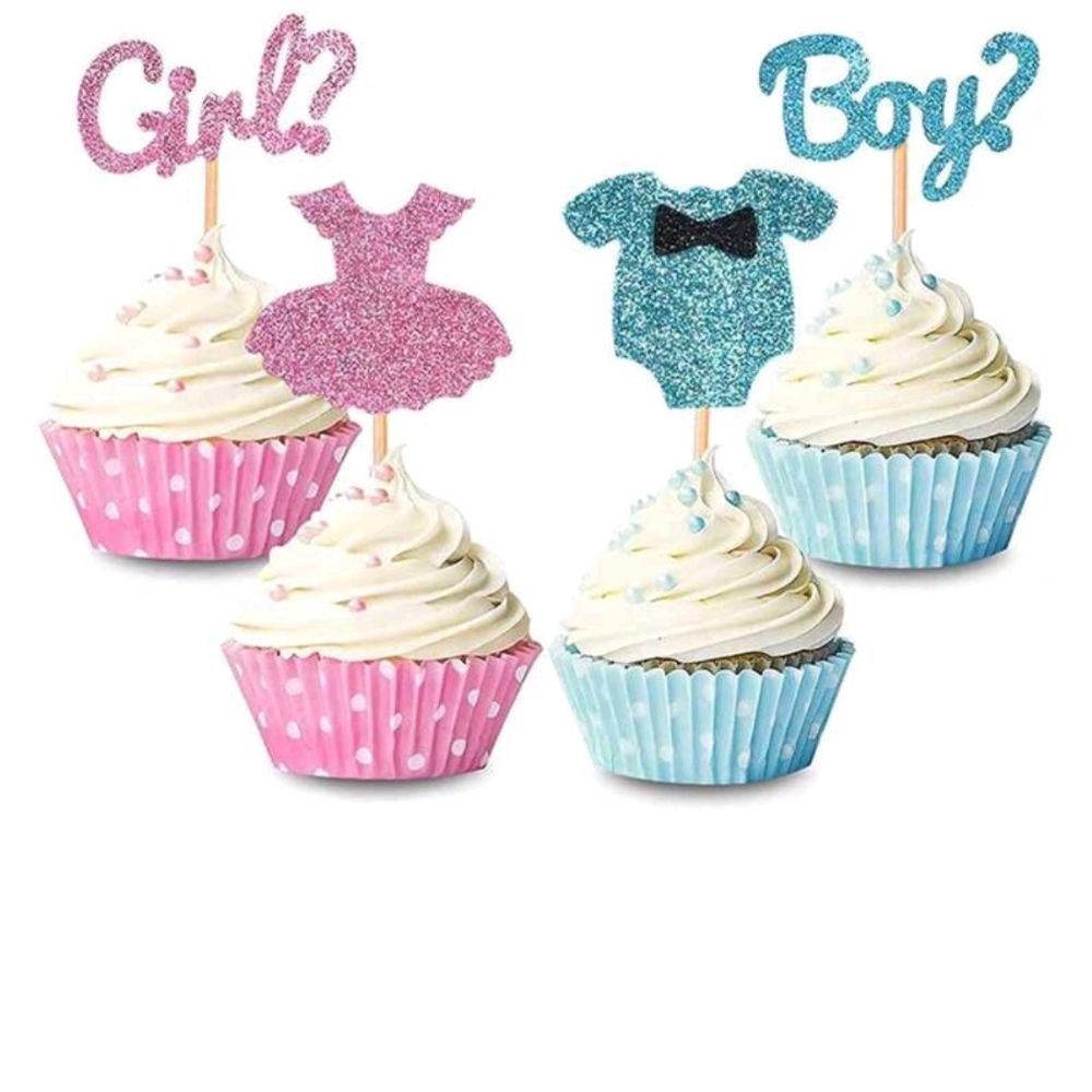 Gender Reveal Cupcake Topper 12pcs