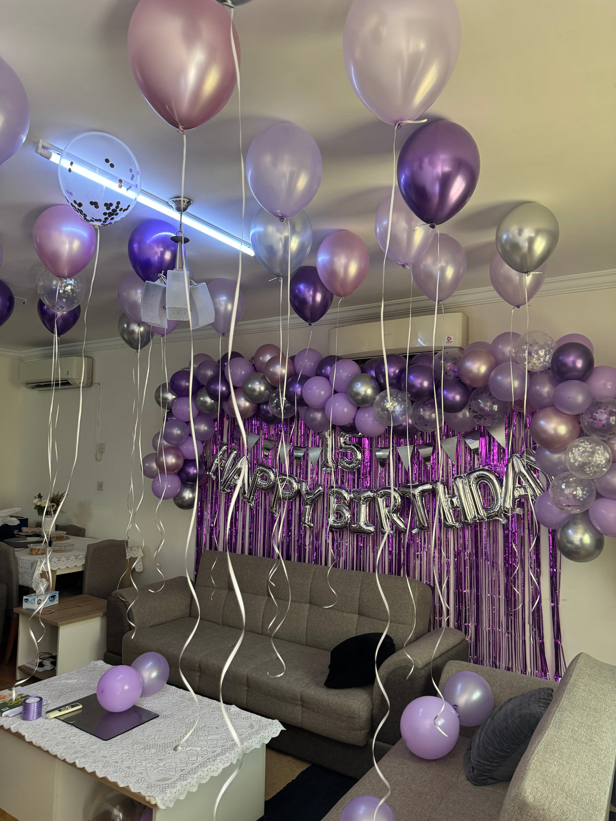 Happy birthday purple shades design 