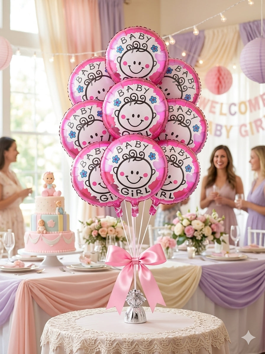 5-piece set of mini "Baby Girl" foil balloons