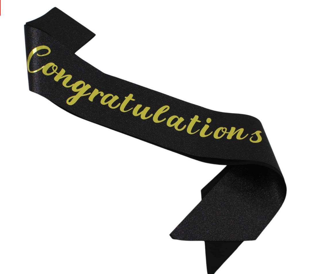 Congratulation Sash black glitter