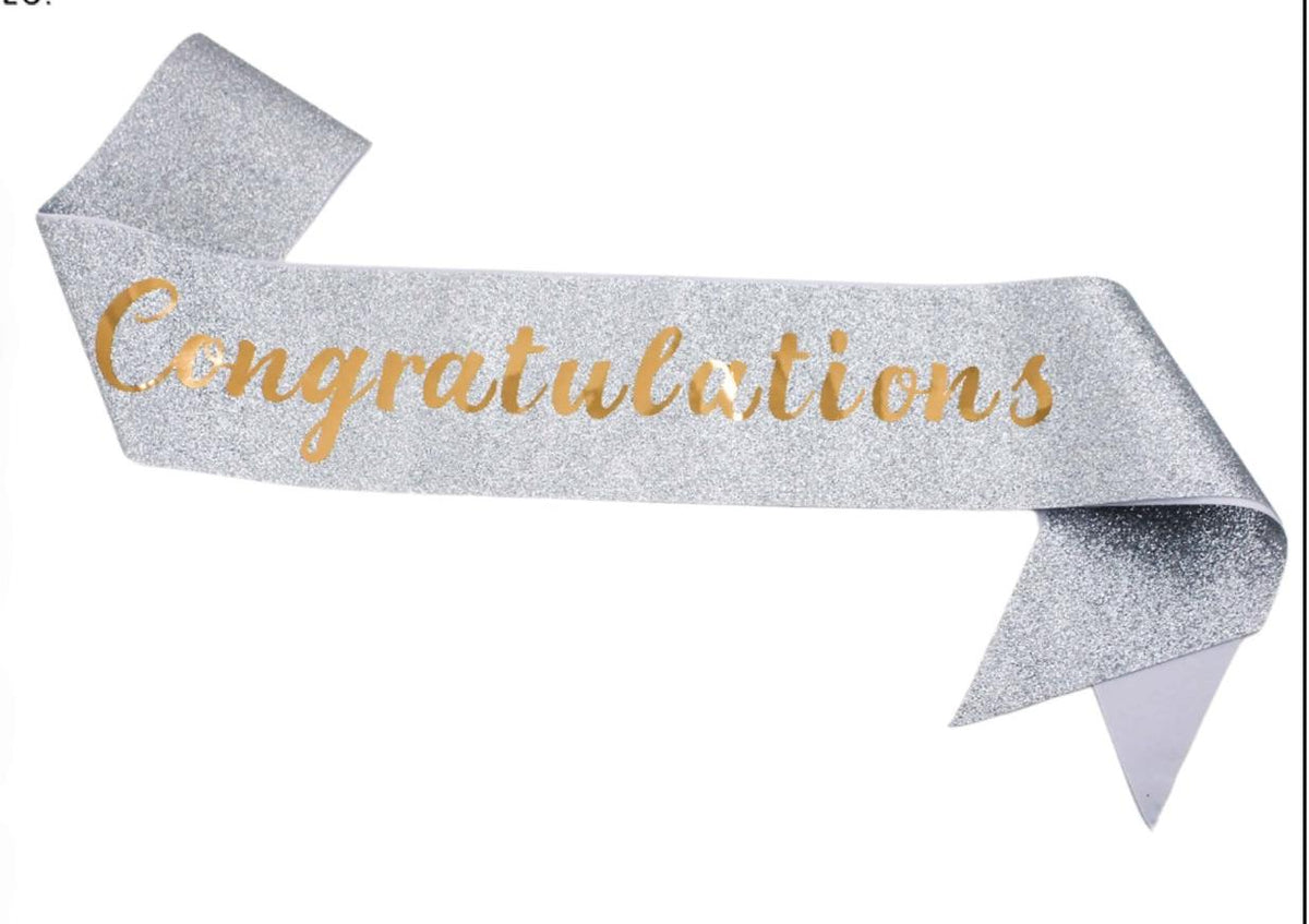 Congratulation Sash silver glitter
