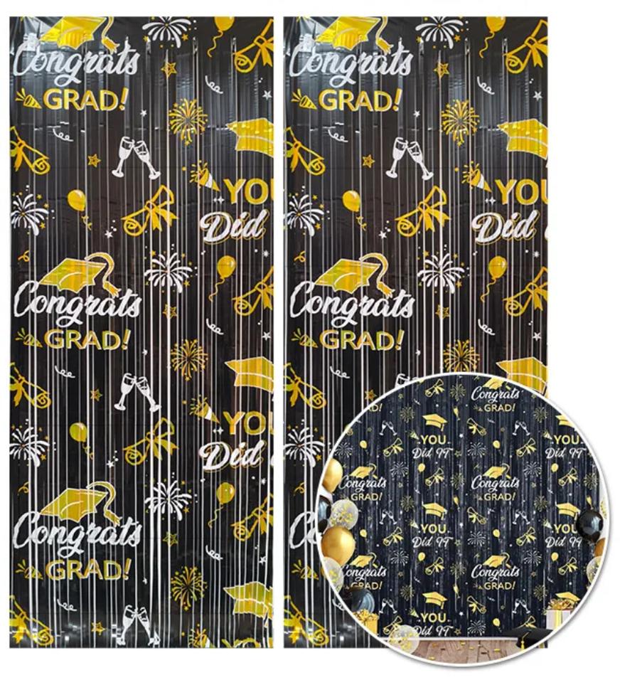 Congrats grad curtain foil pack of 2... 2mx2m