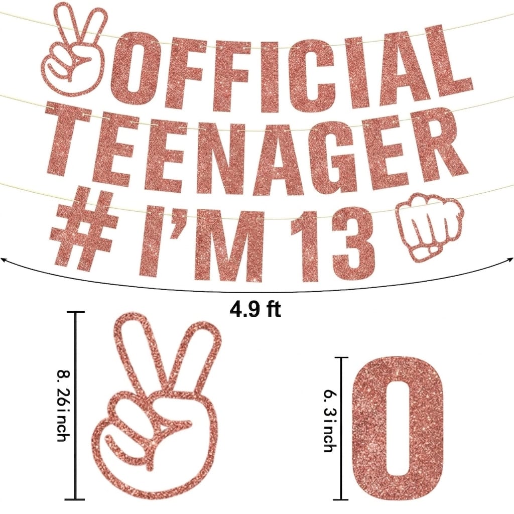 Official teenager pink banner 13th birthday