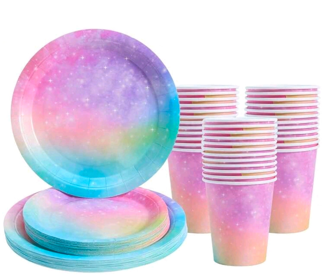 Pastel galaxy plate cup set Serves 25