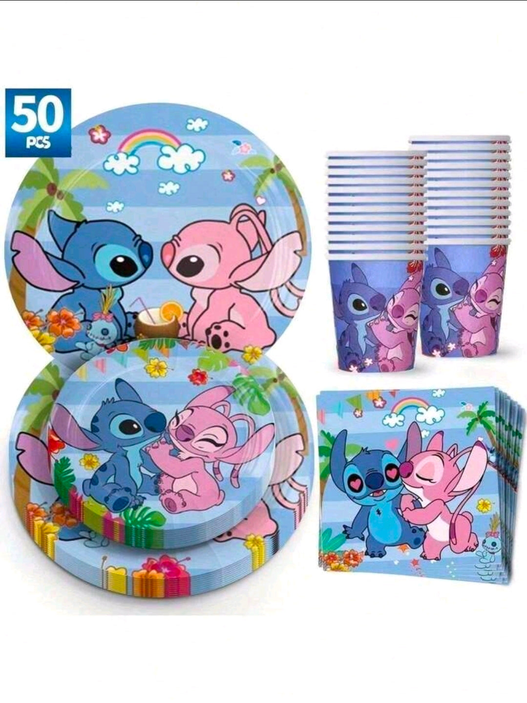 Lilo stitch Tableware plate cup set serves 10