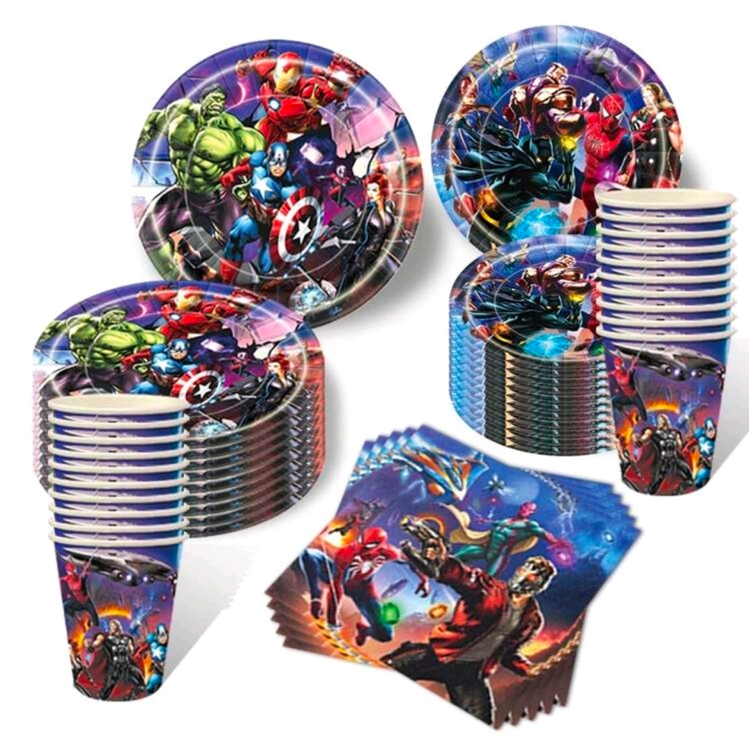 50pcs superhero Avengers plate cup set Tableware serves 10