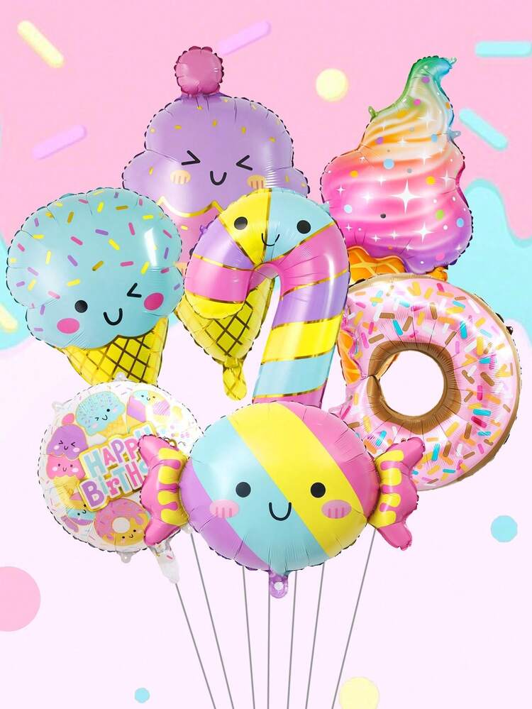 Candy donut ice cream foil balloons