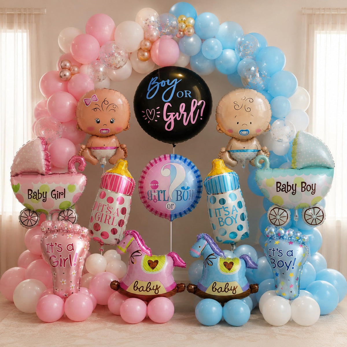 Gender reveal balloon decoration