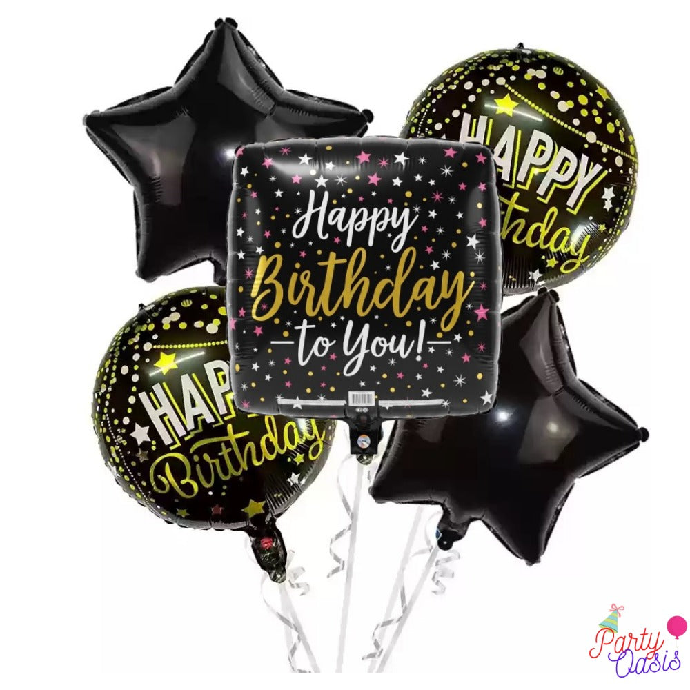 Black birthday helium bunch combo