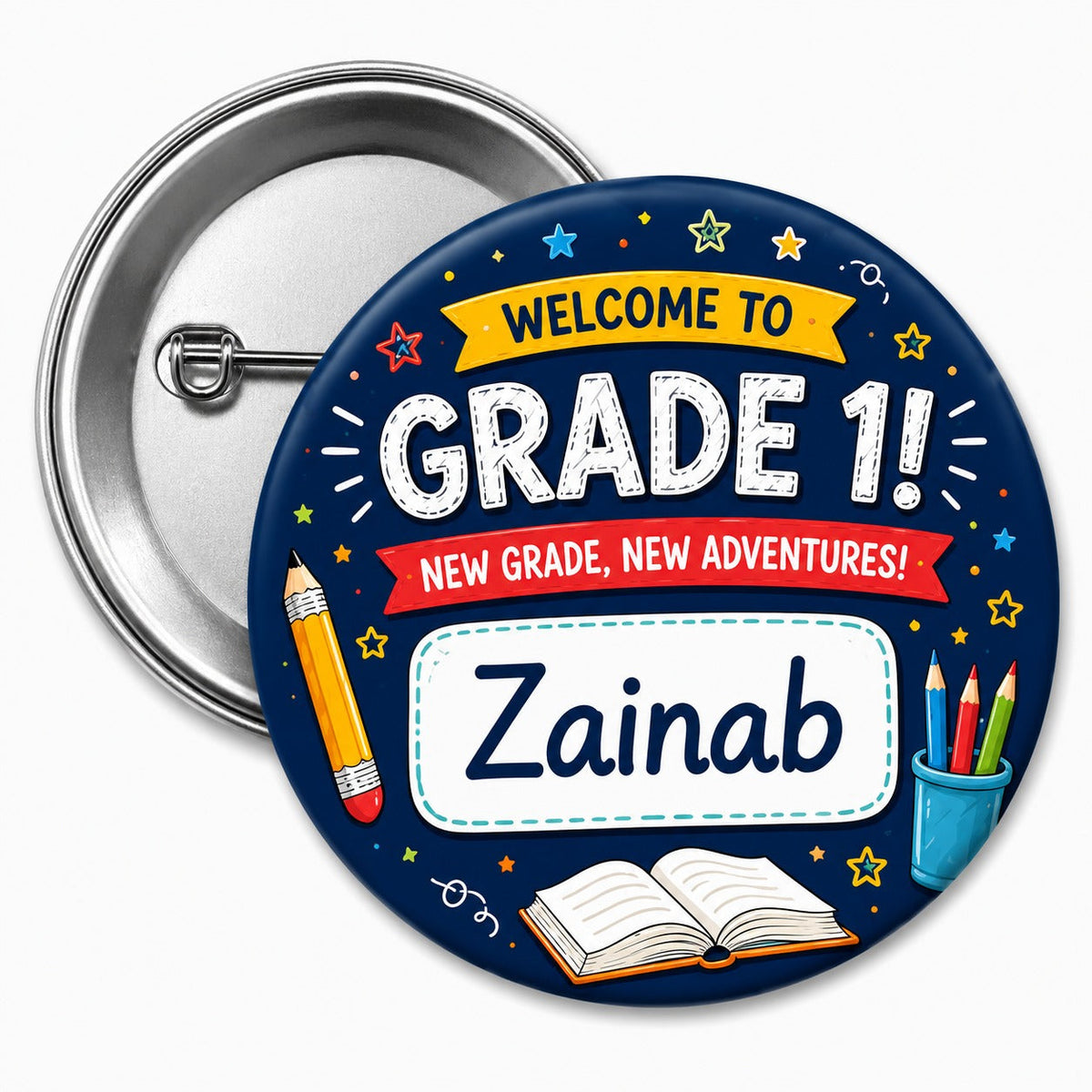 Personalized Welcome o Grade-1 badges 58mm 1pc