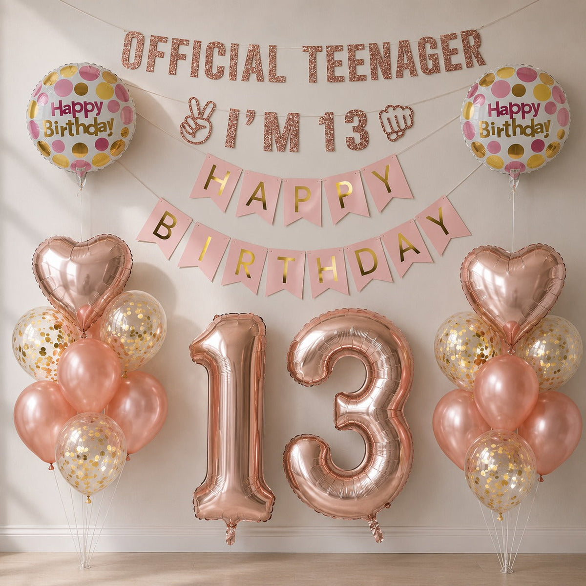 13th birthday , teenager birthday rosegold Decoration