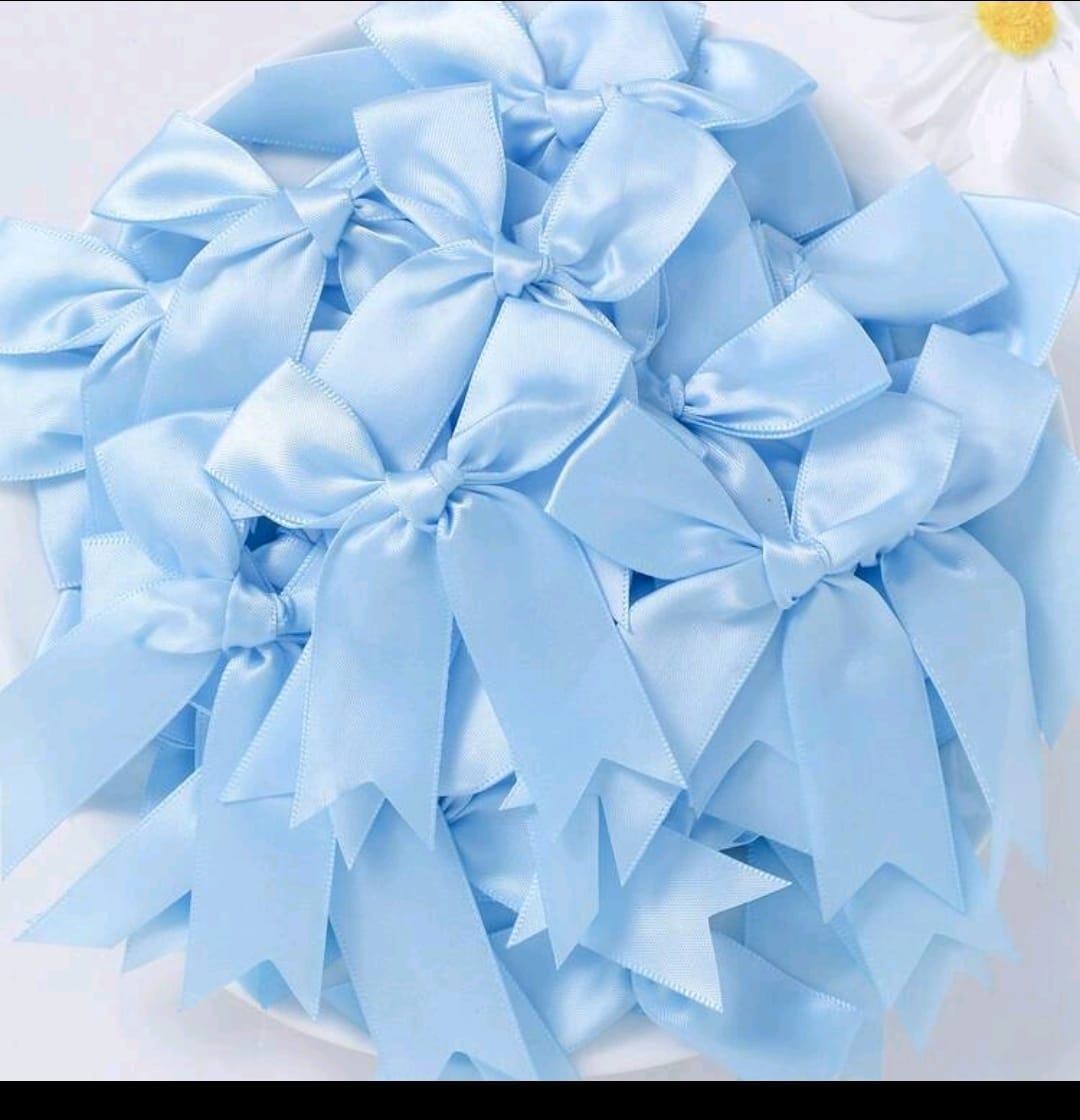 50pcs blue ribbon bow 8.5x 8.5 cm