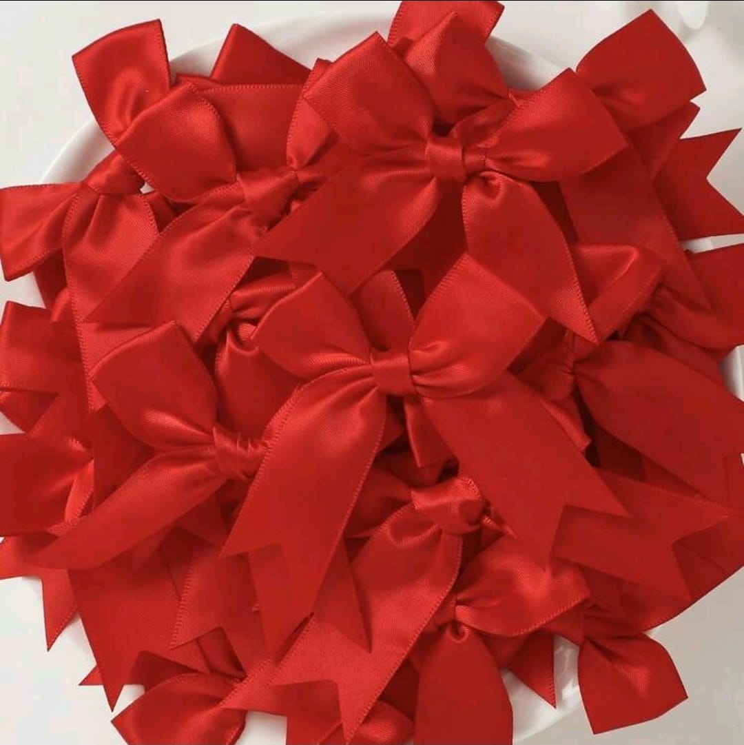 50pcs red ribbon bow 8.5x 8.5 cm