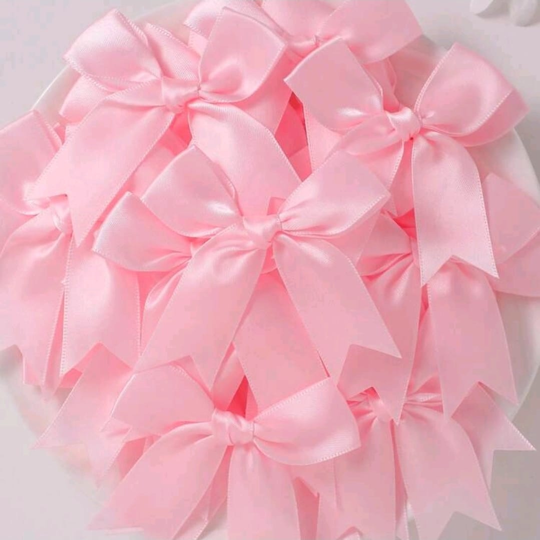 50pcs pink ribbon bow 8.5x 8.5 cm
