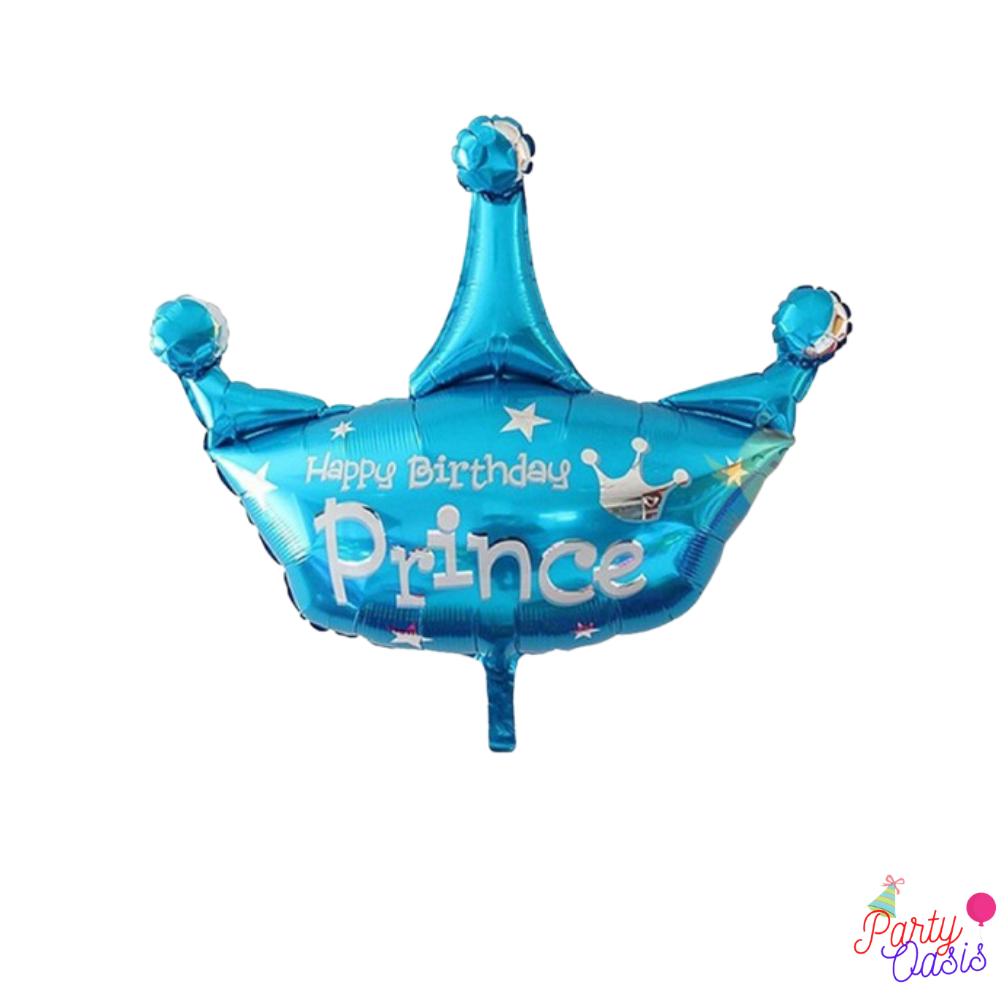 Happy Birthday Prince foil balloon Blue crown