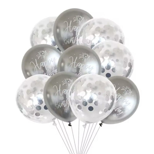 Happy Birthday Balloons - Silver