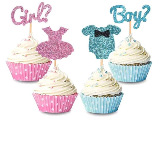 Gender Reveal Cupcake Topper 12pcs