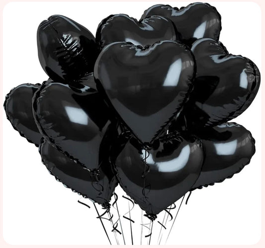 Black Heart Foil Balloons 18 Inches