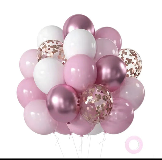 Helium Balloons 10 Pcs - Pink/ Rose Gold