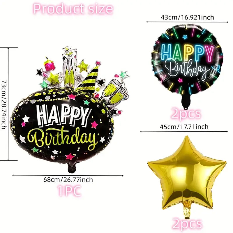 5-piece Happy Birthday foil balloon bouquet set