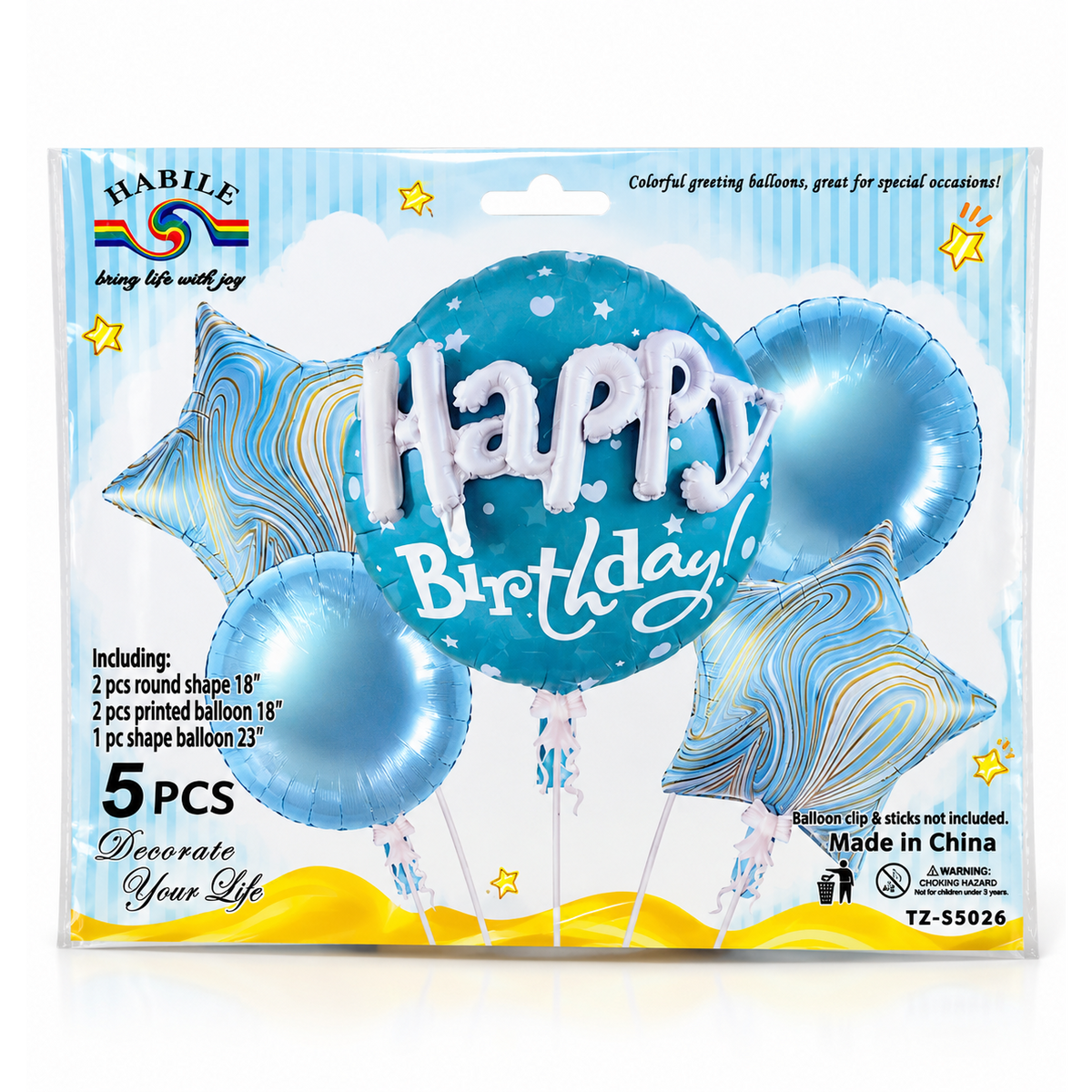 5-piece blue foil balloon