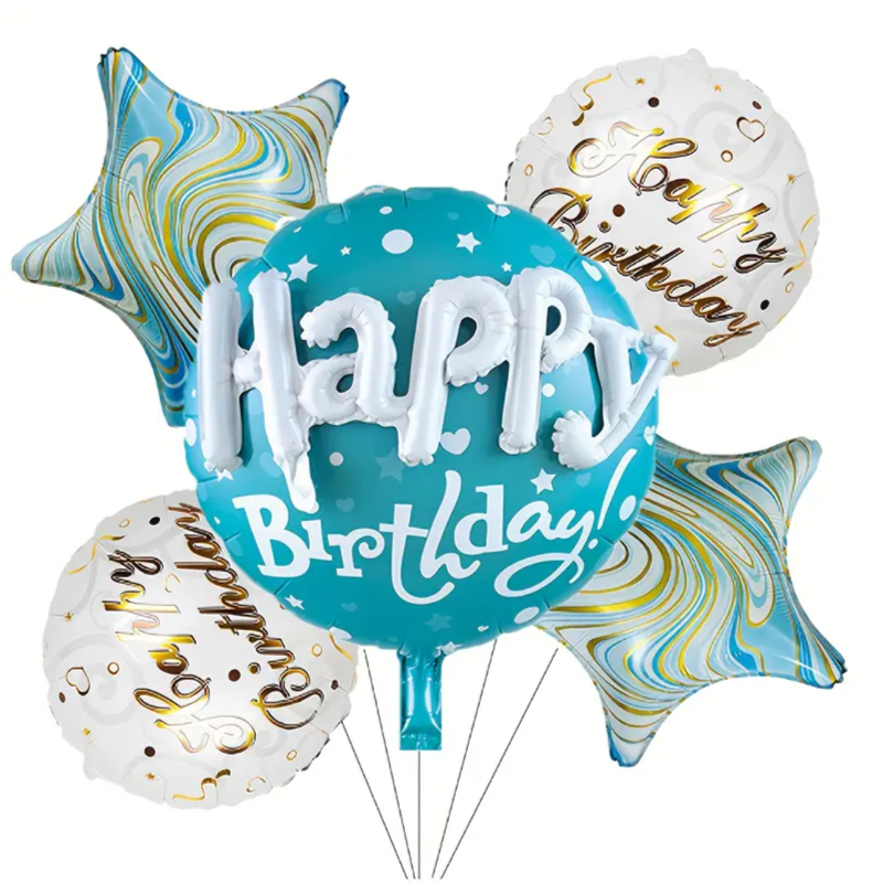 5-piece blue foil balloon