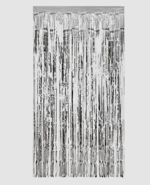 Birthday metallic silver  Foil Curtain Fringe Party Backdrops Balloon