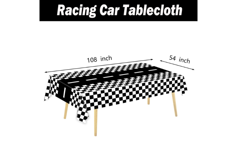 Checkered Race Car Party Tablecloths Black and White Checkered Stripes Theme Party table cover