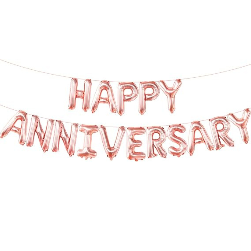 Happy Anniversary Rosegold Aluminum Foil Letters Balloons