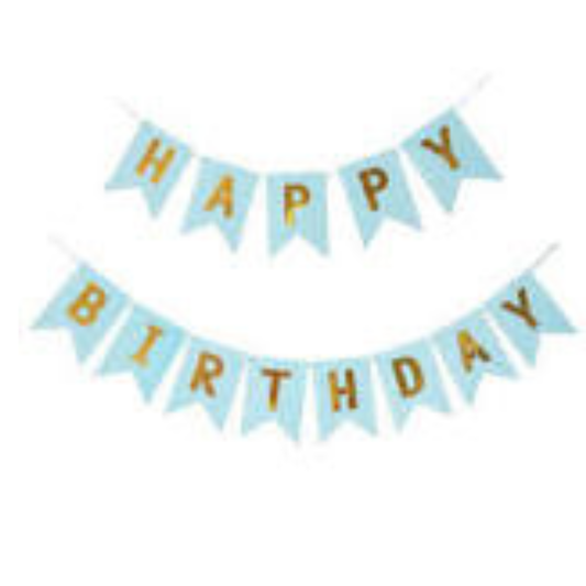 Happy Birthday Paper Banner-Light Blue