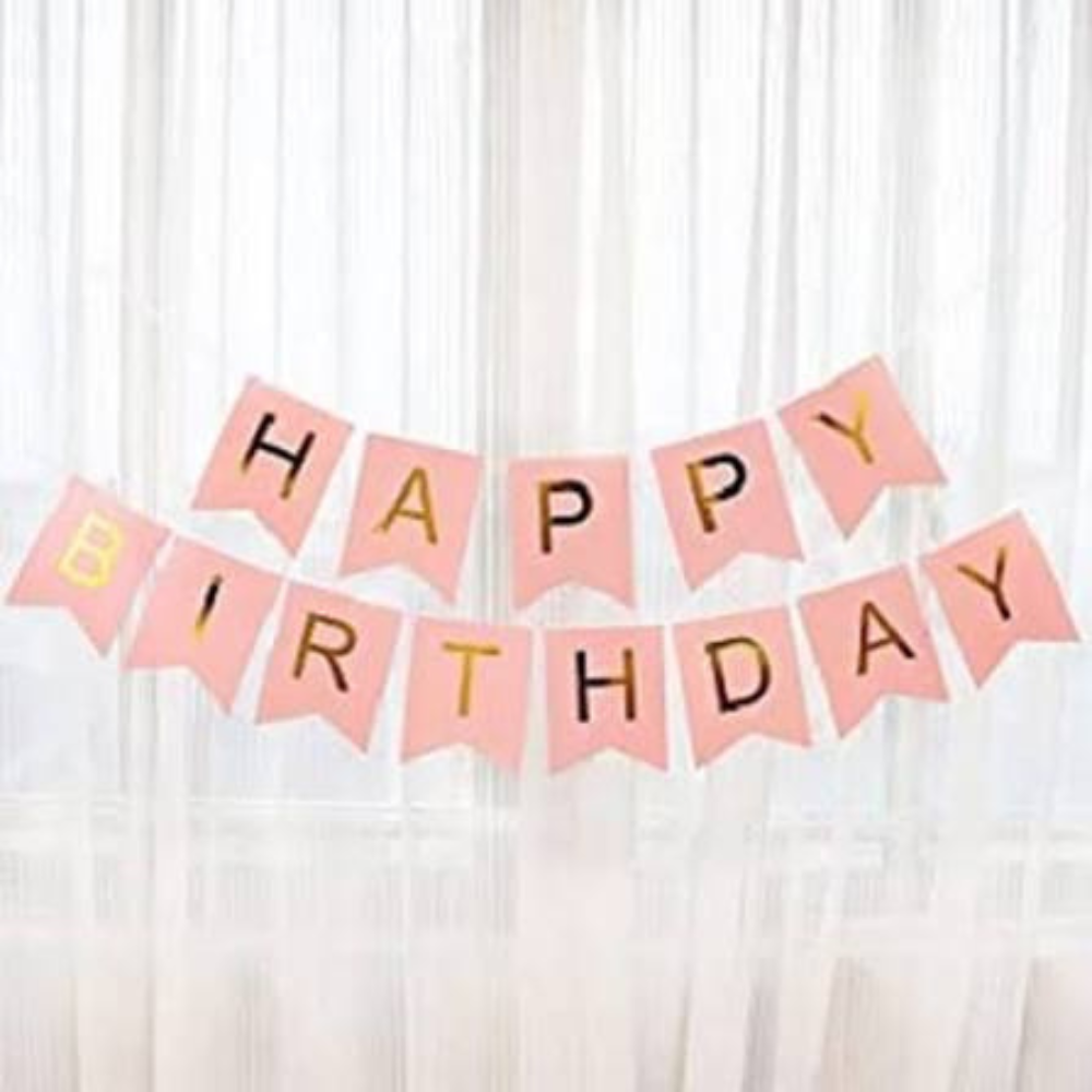 Happy Birthday Paper Banner-Pink