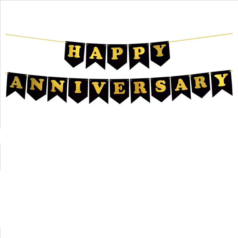 Happy anniversary paper black banner