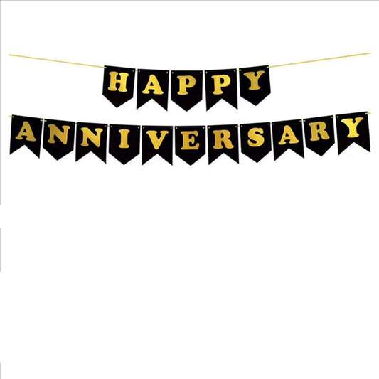 Happy anniversary paper black banner