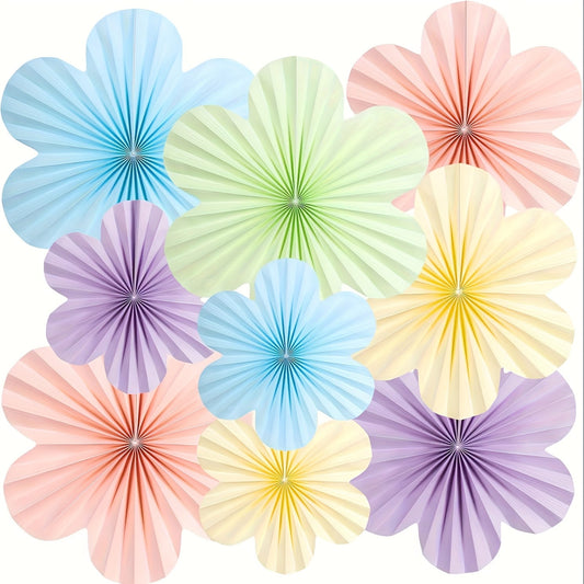 Pastel paper fan - pack of 9