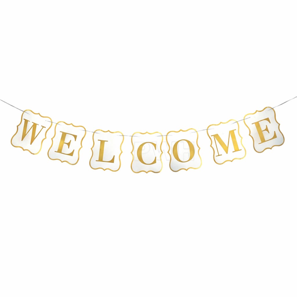 Welcome paper banner white
