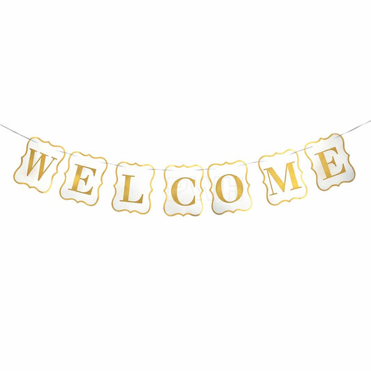 Welcome paper banner white