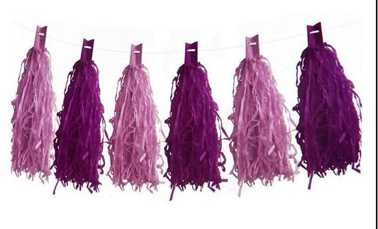 Tassel pack of 12 - shades of pink and purple