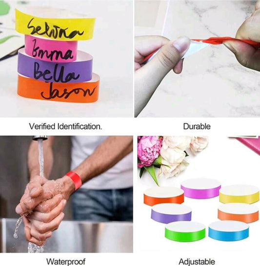 100 pcs  Disposable Luminous Paper Bracelet - Tear-Resistant ID Bracelet, Adjustable For Party