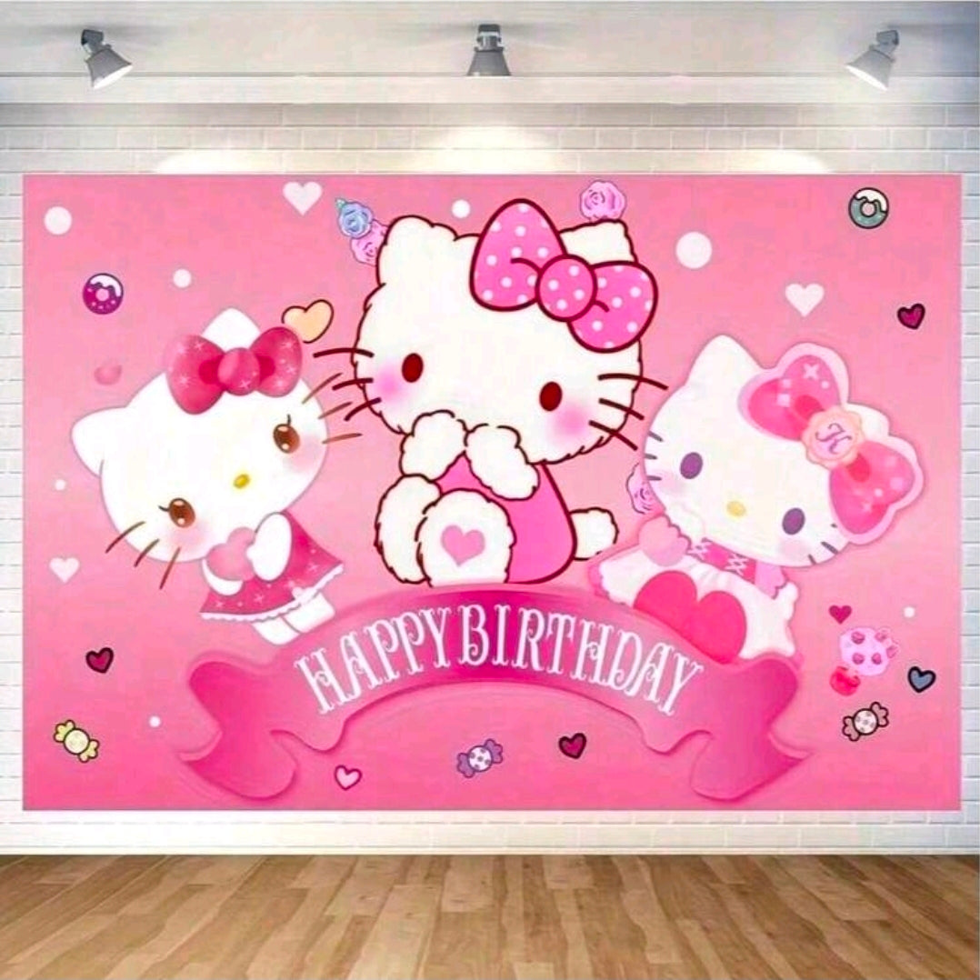 Hello kitty backdrop poster banner   50x150cm