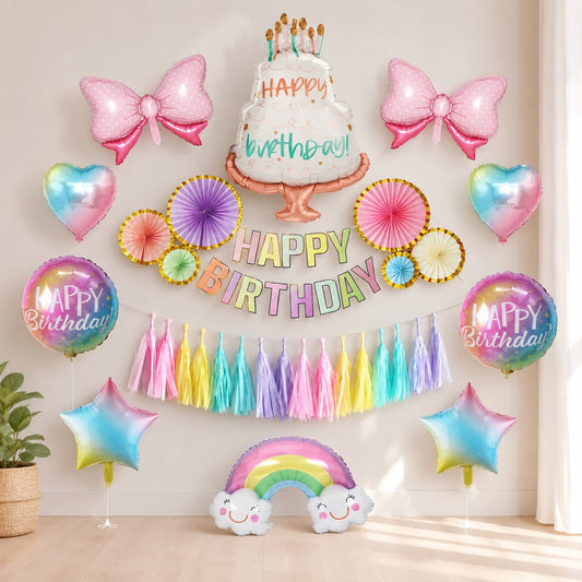 pastel happy birthday bow set