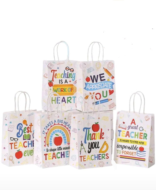 Random 5 pcs Set Teacher Appreciation Gift Paper Bags With Handles - End Of Year Party
