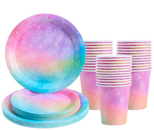Pastel galaxy plate cup set  Serves 25