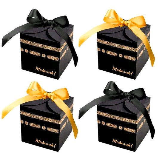 10pcs Elegant Black Paper Gift Boxes With Gold / black ribbon