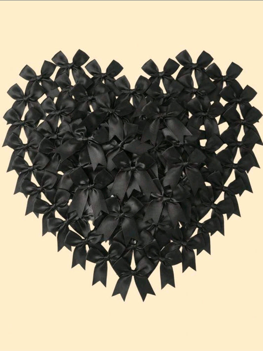 50pcs Satin Ribbon Bows Knot black