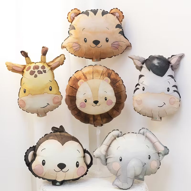unique matte animal foil balloons - pack of 6