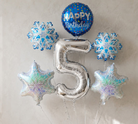Snowflake helium balloon with number of your choice