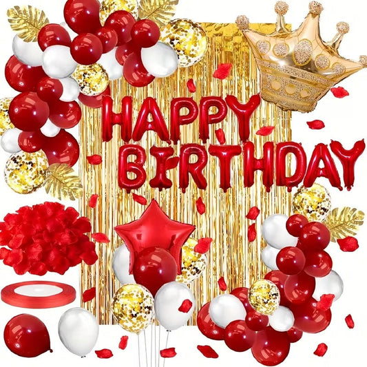 Red gold Birthday decoration