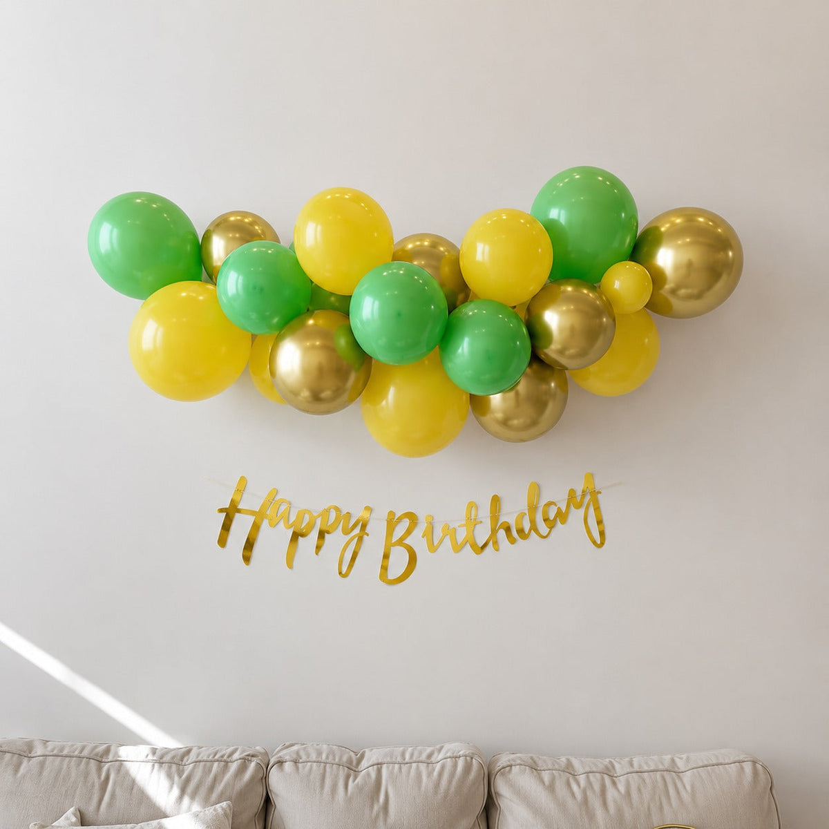 on the go balloon garland - yellow green
