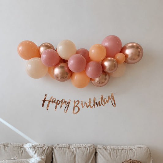 on the go balloon garland  shades of blush retro colors
