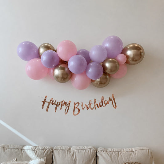 on the go balloon garland  pink purple